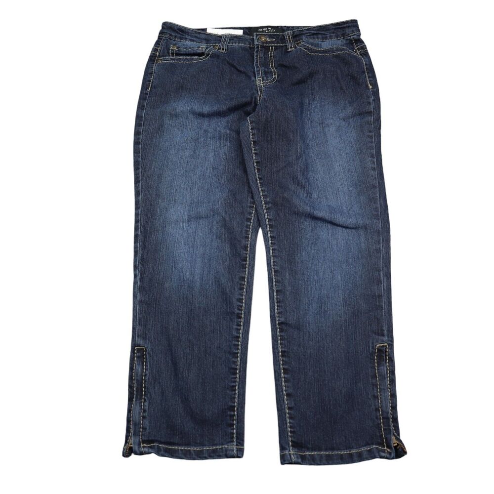 Nine West Jeans Pants Womens 10 Blue Mid Rise NW Date Night Capri Casual Denim